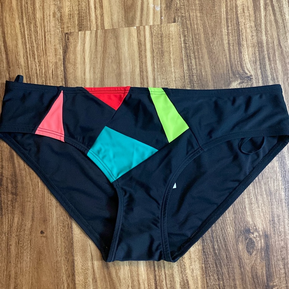 Zero Waste Daniel Black Colorblock Swim Bottom Size Medium